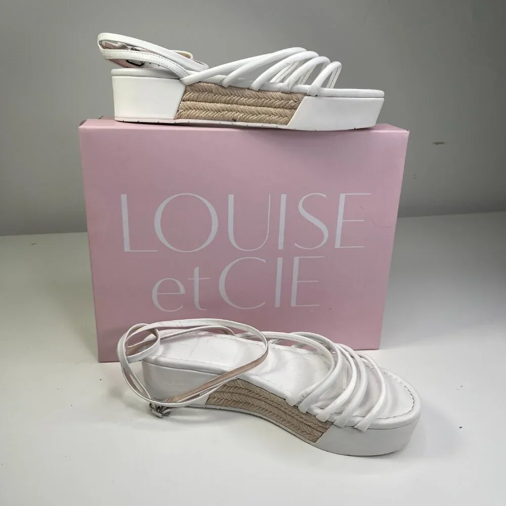 Louise et Cie White and Tan Platform Sandals